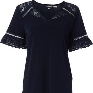 Karl Lagerfeld Paris Women's Lace Sleeve Detail Top